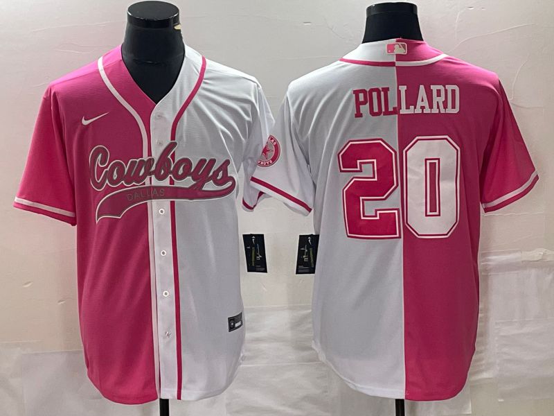 Men Dallas Cowboys #20 Pollard pink white Co Branding Game NFL Jersey->dallas cowboys->NFL Jersey